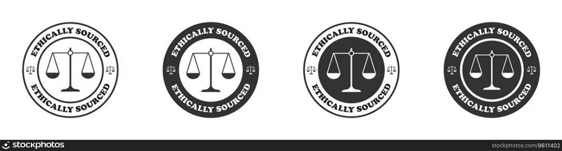 Ethically sourced icon set. Ethical symbol. Vector illustration.