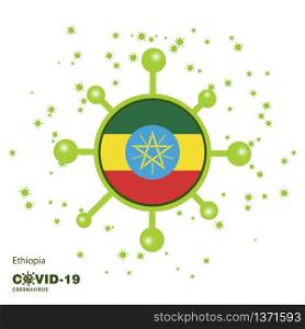 Ethiopia Coronavius Flag Awareness Background. Stay home, Stay Healthy. Take care of your own health. Pray for Country