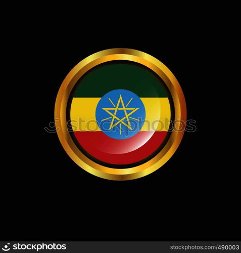 Ethiopia flag Golden button