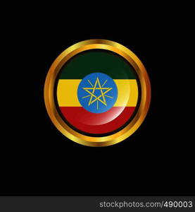 Ethiopia flag Golden button