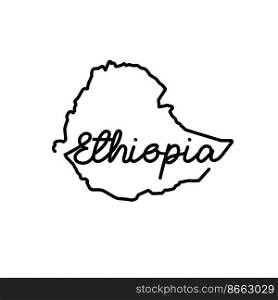 Ethiopia outline map with the handwritten country name. Continuous line drawing of patriotic home sign. A love for a small homeland. T-shirt print idea. Vector illustration.. Ethiopia outline map with the handwritten country name. Continuous line drawing of patriotic home sign