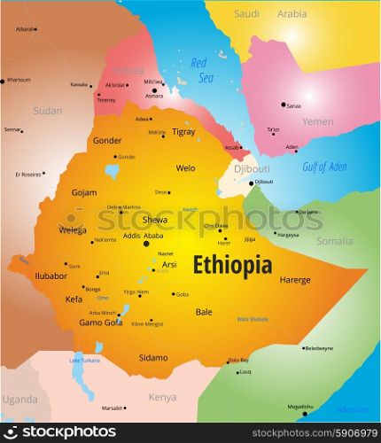 Ethiopia . Vector color map of Ethiopia country