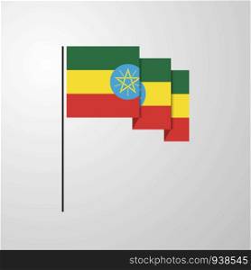 Ethiopia waving Flag creative background