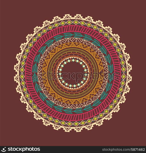 Ethnic Aztec circle ornament, vector illustration