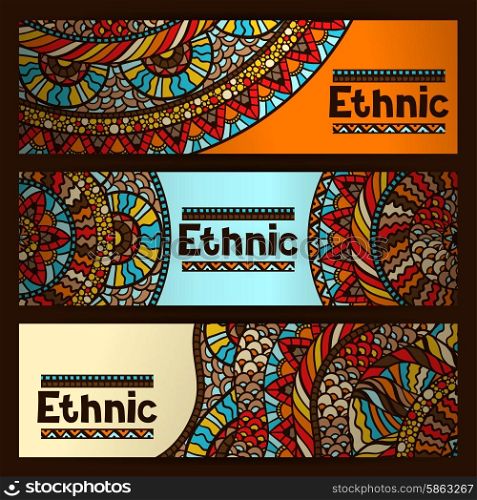 Ethnic banners design with hand drawn ornament. Ethnic banners design with hand drawn ornament.
