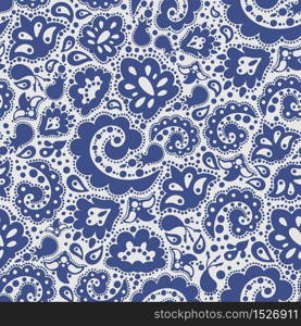 ETHNIC BLUE Oriental Vector Illustration Seamless Pattern