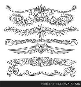 Ethnic borders and page dividers. Bracelets design for temporary tattoo art. Ethnic borders and page dividers. Bracelets design for temporary tattoo.
