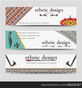 Ethnic design banners template. Ethnic design banners template with hand drawn elements. Vector illustration
