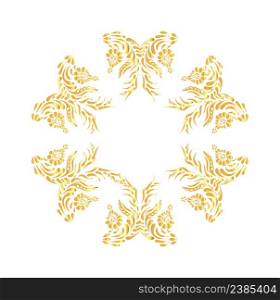 Ethnic flower ornament. Ukrainian vintage traditional style. Golden floral pattern. Ornate design in gold