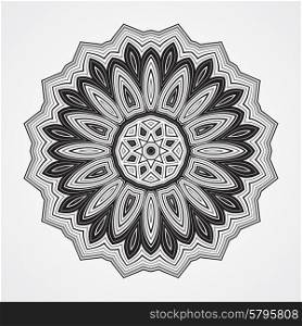Ethnic Fractal Mandala. . Abstract round ornament. Ethnic Fractal Mandala. Vector Circle Meditation Tattoo