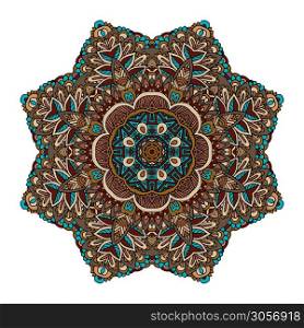 Ethnic geometric seamless vintage medallion mandala ornamental pattern. Indian floral paisley medallion pattern with mandala in handdrawn doodle style