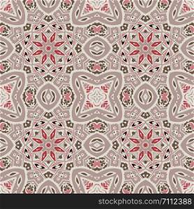 Ethnic geometric seamless vintage medallion mandala ornamental pattern. Cute pink Seamless abstract tiled pattern vector web background