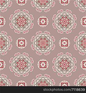 Ethnic geometric seamless vintage medallion mandala ornamental pattern. Vintage seamless cute pink tile design pattern background.
