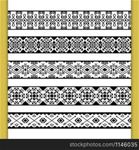 Ethnic lace patterns. Indian traditional frame ornaments or african tribal design artwork print borders, vector illustration. Ethnic lace patterns