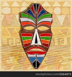 Ethnic mask on vintage background