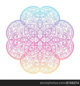 Ethnic motif mandala, boho ornament colorful isolated on white background. Anti-stress therapy patterns. Weave design elements. Yoga. Vector illustration