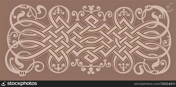 Ethnic ornamental weaving vintage border. Vector illustration. Ethnic ornamental weaving vintage border.