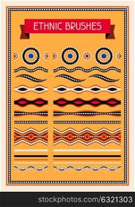 Ethnic pattern brushes. Australian traditional geometric ornament.. Ethnic pattern brushes. Australian traditional geometric ornament