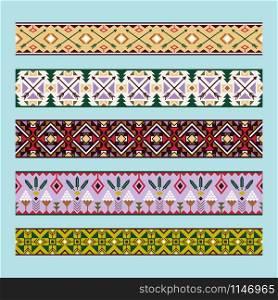 Ethnic pattern colorful ribbons design. Vector decorative elements set. Ethnic pattern colorful ribbons