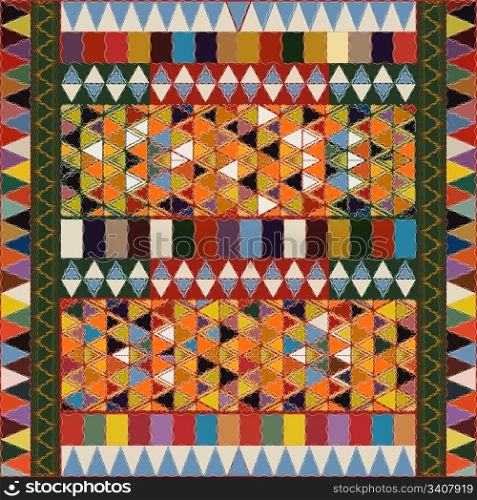 Ethnic pattern with multicolored elements, abstract art.