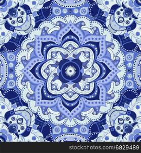 Ethnic seamless pattern. Blue indian ornament