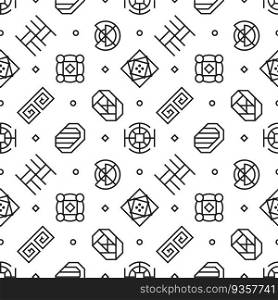 Ethnic style decorative seamless pattern design. Abstract shapes on white background. Vector design with repeating graphic elements. Geometric texture for wallpaper, poster, website. Ethnic style decorative seamless pattern design