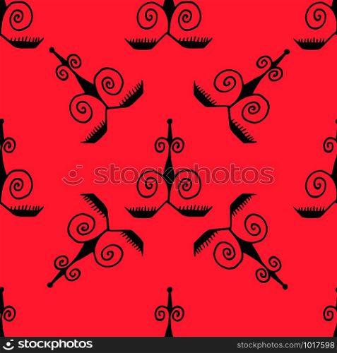 Ethnic style ornament. Seamless pattern. Abstract silhouette. Indian, Native American Aztec. Pink background. Ethnic style ornament. Seamless pattern. Abstract. Indian, Native American, Aztec