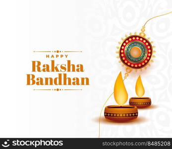 ethnic style raksha bandhan background with diya and rakhi design 