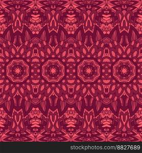 Ethnic tribal dark red indian ornaments. Aztec geometric seamless pattern vestor. Boho style textile print. Tiled ethnic boho pattern for fabric. Abstract geometric striped design vintage seamless pattern ornamental.