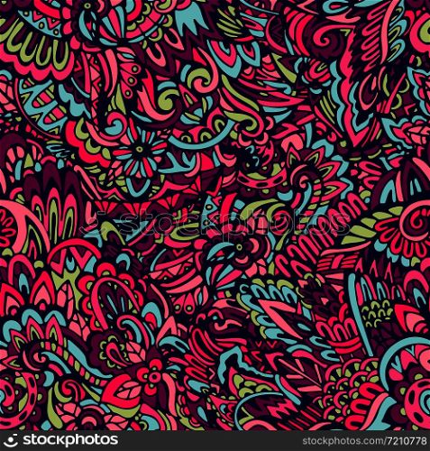 Ethnic tribal festive pattern for fabric. Abstract Doodle style seamless pattern ornamental. Mexican design. Vector seamless abstract hand drawn style pattern. Background ornament colorful