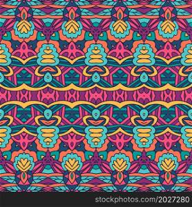 Ethnic tribal festive pattern for fabric. Abstract geometric colorful seamless pattern ornamental. Mexican design.. Geometric doodle colorful abstract decorative vector seamless ornamental pattern