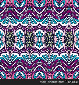 Ethnic tribal festive pattern for fabric. Abstract geometric colorful seamless pattern ornamental. Mexican design.. Vector seamless pattern ethnic tribal geometric psychedelic colorful print