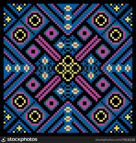 Ethnic ukrainian mosaic ornamental background. Circle decorative floral ornament rosette. Vector illustration. mosaic ornamental background