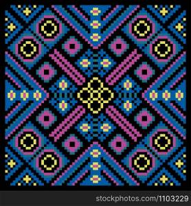 Ethnic ukrainian mosaic ornamental background. Circle decorative floral ornament rosette. Vector illustration. mosaic ornamental background