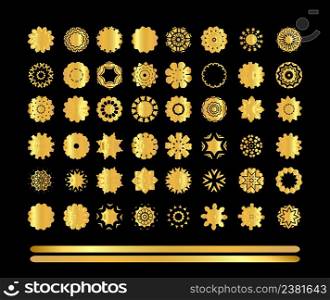 Ethnic vintage pattern design for your invitations. Gold mandala on black background