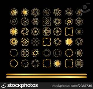 Ethnic vintage pattern design for your invitations. Gold mandala on black background