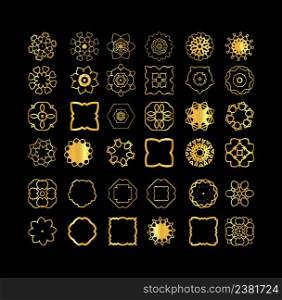 Ethnic vintage pattern Islamic design for your invitations in islamic style.. Gold mandala on black background