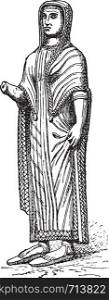 Etruscan woman, vintage engraved illustration.