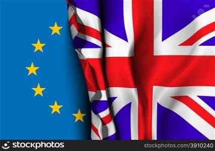 EU and UK flag. Flag of United Kingdom over the flag of the European Union Vector illustration