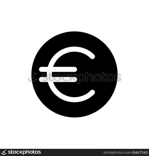 Euro coin black glyph ui icon. Currency and money. Finance and banking. User interface design. Silhouette symbol on white space. Solid pictogram for web, mobile. Isolated vector illustration. Euro coin black glyph ui icon