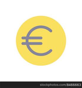 Euro coin flat color ui icon. Currency and money. Golden euro cent. Finance and banking. Simple filled element for mobile app. Colorful solid pictogram. Vector isolated RGB illustration. Euro coin flat color ui icon