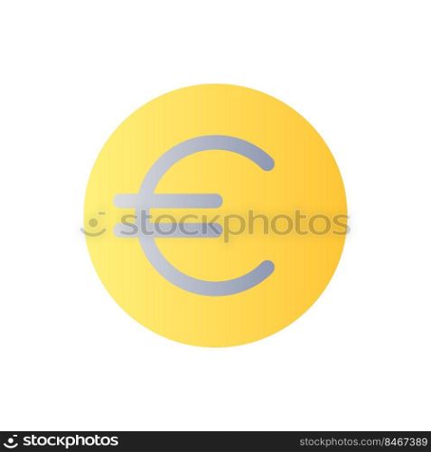 Euro coin flat gradient color ui icon. Currency and money. Golden euro cent. Finance and banking. Simple filled pictogram. GUI, UX design for mobile application. Vector isolated RGB illustration. Euro coin flat gradient color ui icon