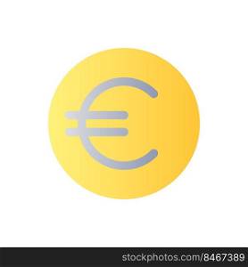 Euro coin flat gradient color ui icon. Currency and money. Golden euro cent. Finance and banking. Simple filled pictogram. GUI, UX design for mobile application. Vector isolated RGB illustration. Euro coin flat gradient color ui icon