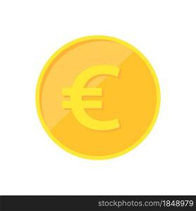 Euro coin. Gold euro coin isolated on white background. Vector illustration