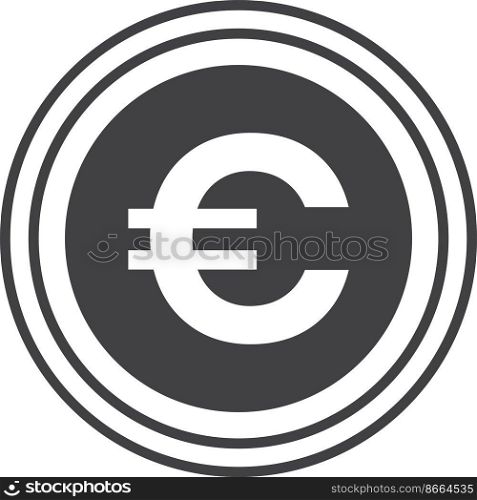 euro coin illustration in minimal style isolated on background