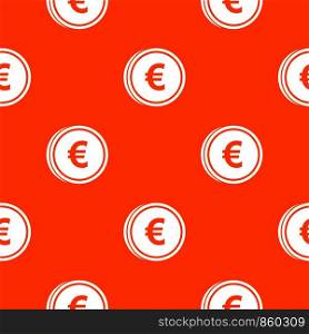 Euro coins pattern repeat seamless in orange color for any design. Vector geometric illustration. Euro coins pattern seamless
