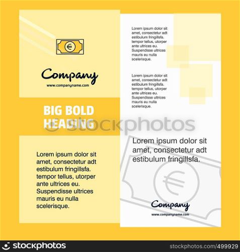 Euro Company Brochure Title Page Design. Company profile, annual report, presentations, leaflet Vector Background