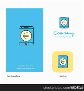Euro Company Logo App Icon and Splash Page Design. Creative Business App Design Elements