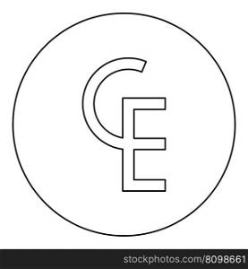 Euro-currency sign ECU European Symbol ecu CE ce icon in circle round black color vector illustration image outline contour line thin style simple. Euro-currency sign ECU European Symbol ecu CE ce icon in circle round black color vector illustration image outline contour line thin style