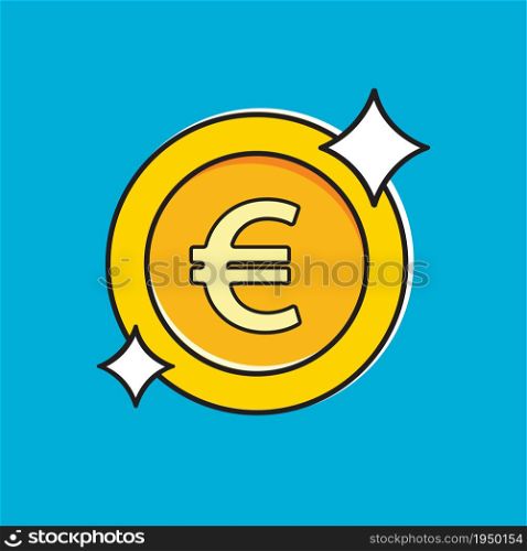 Euro gold coin. vector illustration